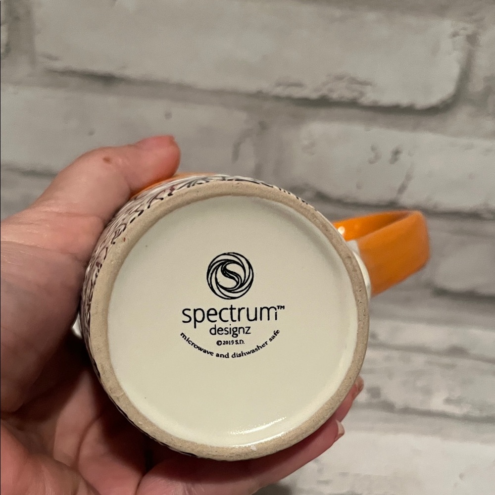 Halloween Themed coffee Mug with Orange Handle black white Spectrum - Picture 2 of 8